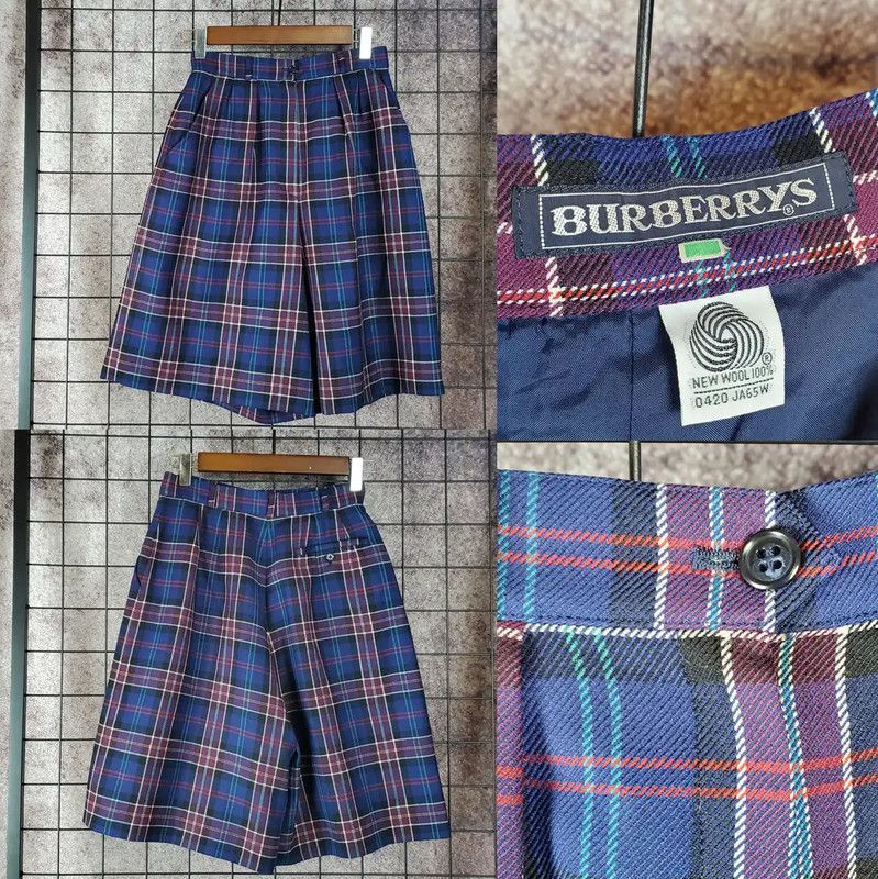 Burberry Burberry Women's Wool Plaid Pants in Deep Blue Size 23" - 1 Thumbnail