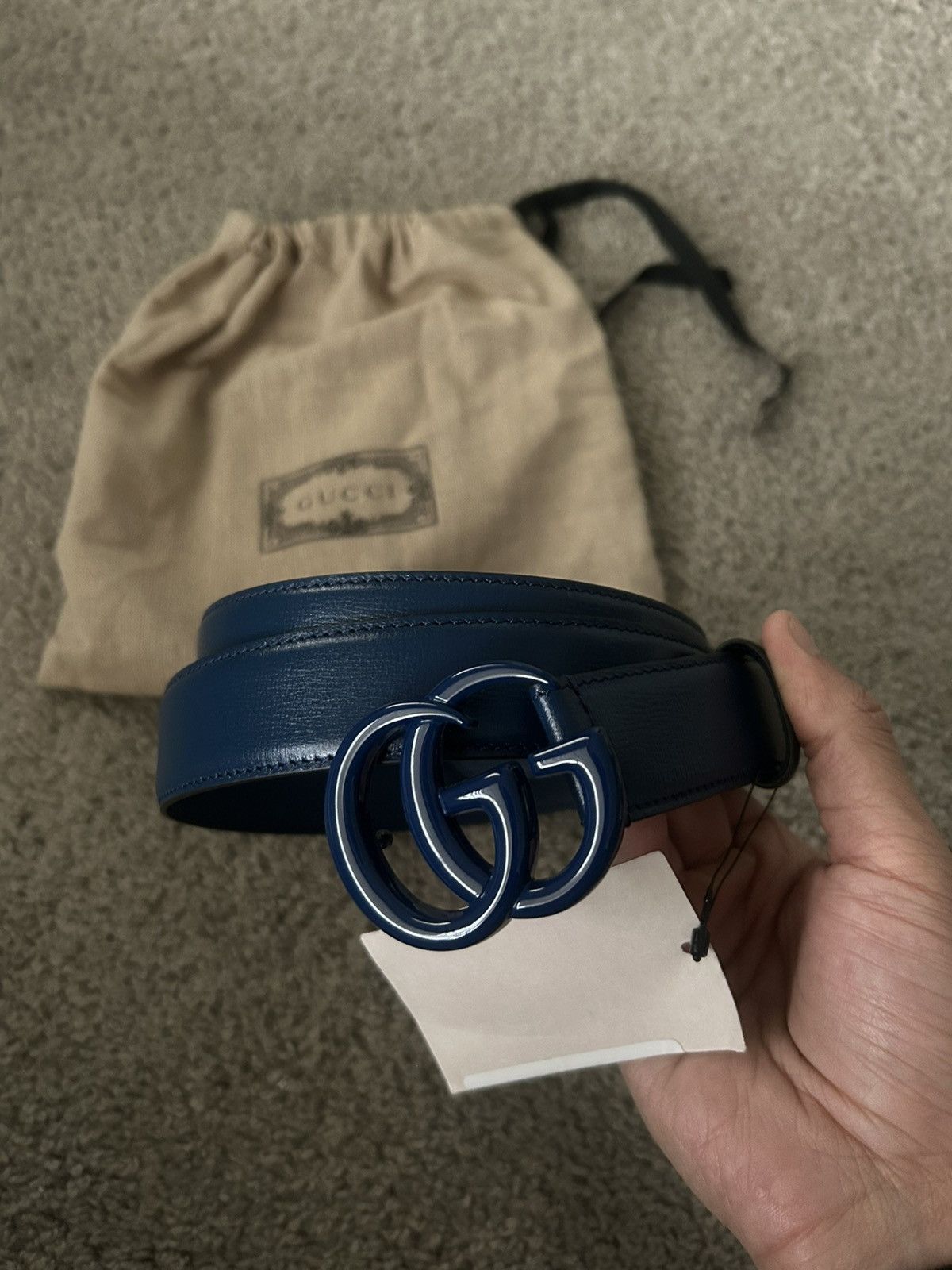 Gucci GG Marmont Thin Belt Blue