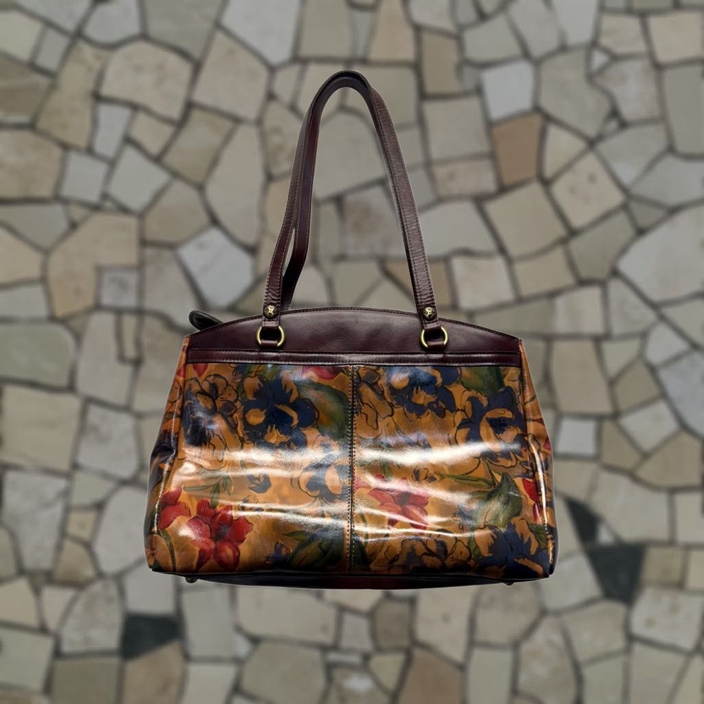 Patricia Nash Patricia Nash Tote Bag Floral Leather Double Handles Zipper Womens Large Brown 14x10x5 Like New Size ONE SIZE - 1 Thumbnail