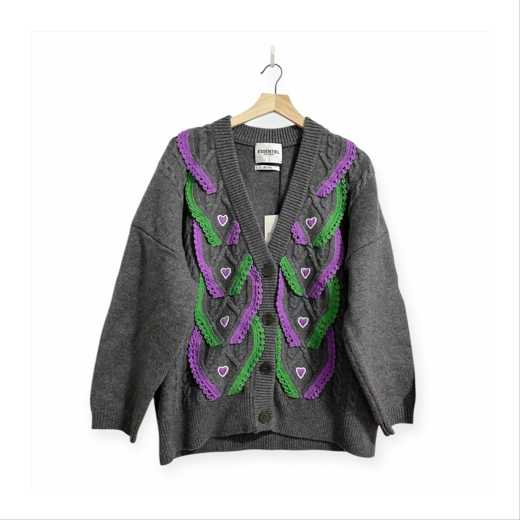 Essentiel Antwerp ESSENTIEL ANTWERP Elk Oversized Wool Cardigan, Size M, Gray, Size M / US 6-8 / IT 42-44 - 1 Thumbnail