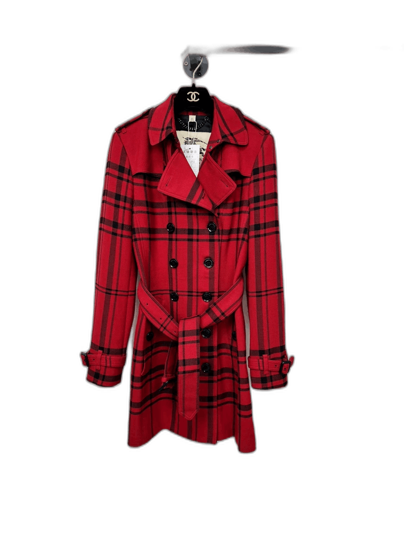 Burberry Burberry Wool Plaid Trench Coat Size S / US 4 / IT 40 - 1 Thumbnail