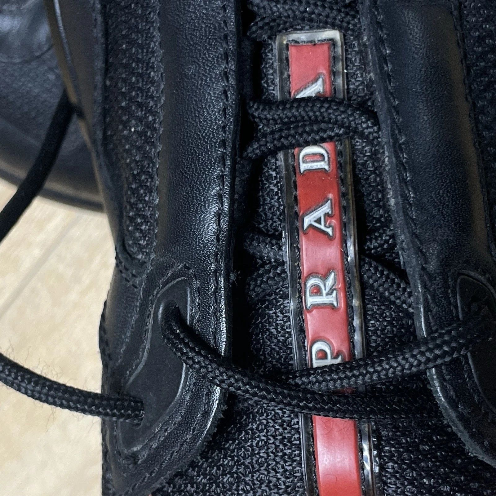 Prada Prada America's Cup Sneakers Linea Rossa Black Leather Mesh Size US 7.5 / IT 37.5 - 9 Thumbnail