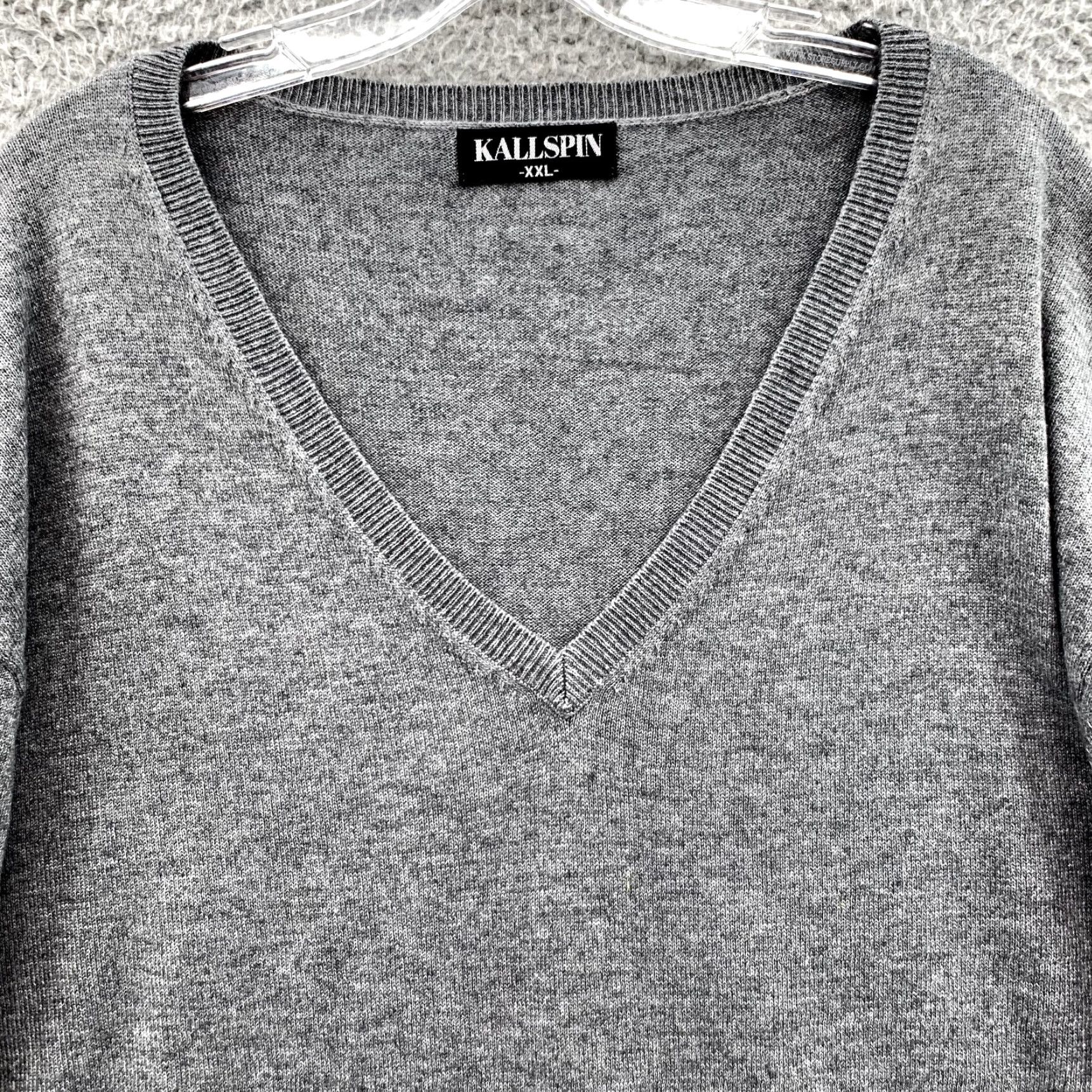 Vintage Kallspin SweatER Mens XXL Gray V-Neck Preppy Grandpa Corpcore 90's Sweater Shirt? Size US XXL / EU 58 / 5 - 3 Thumbnail
