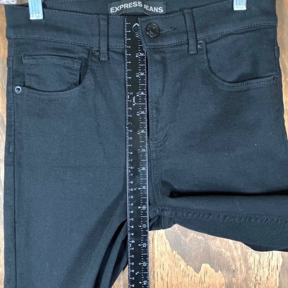 Express VINTAGE Express Womens Jeans Black High Rise Legging Distressed Thrashed Stretch 6R Size 28" / US 6 / IT 42 - 7 Thumbnail
