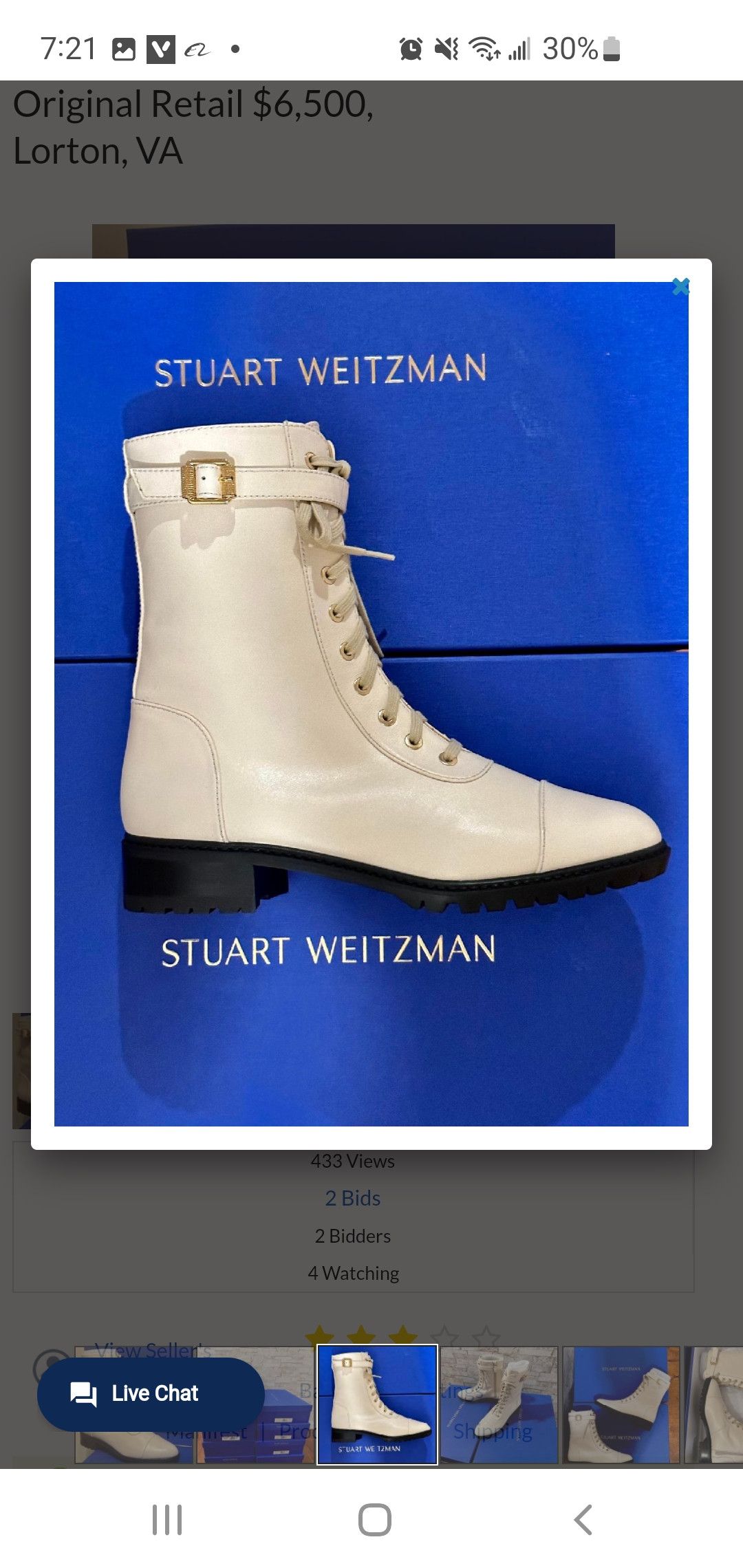 Stuart Weitzman Stuart Weitzman Thalia Leather Combat Bootie- Ivory Size US 8 / IT 38 - 2 Thumbnail
