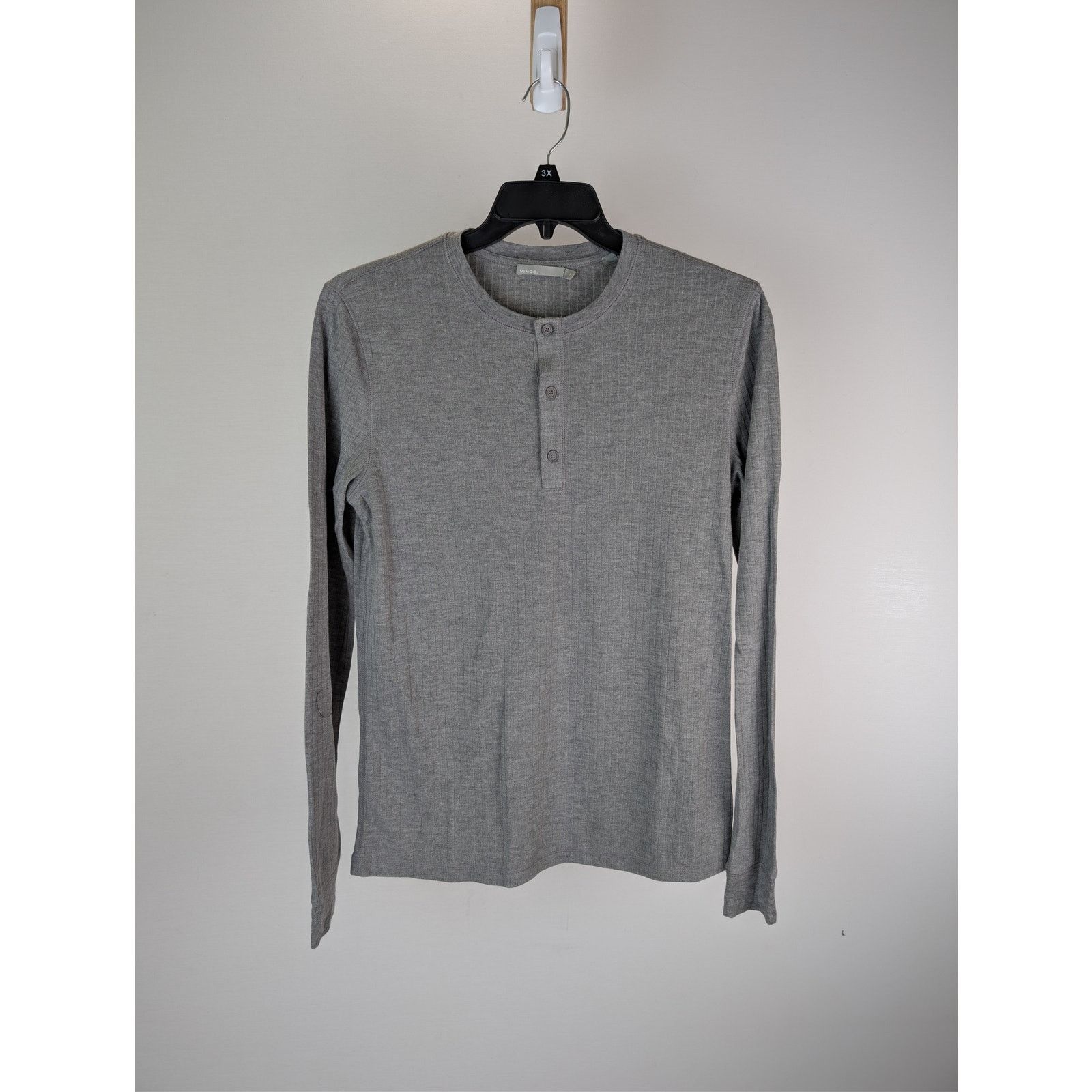Vince o1rshd1 CC20 Raw Edge Long Sleeve Henley T-Shirt in Grey Size US S / EU 44-46 / 1 - 7 Thumbnail