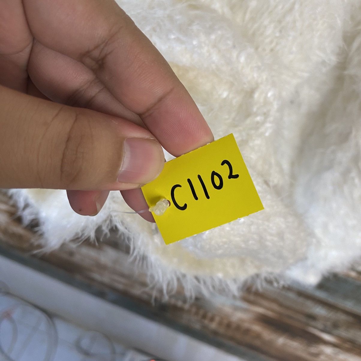 Homespun Knitwear DL Nice Claup White Mohair fur crochet Knitwear #C1102 Size S / US 4 / IT 40 - 12 Thumbnail