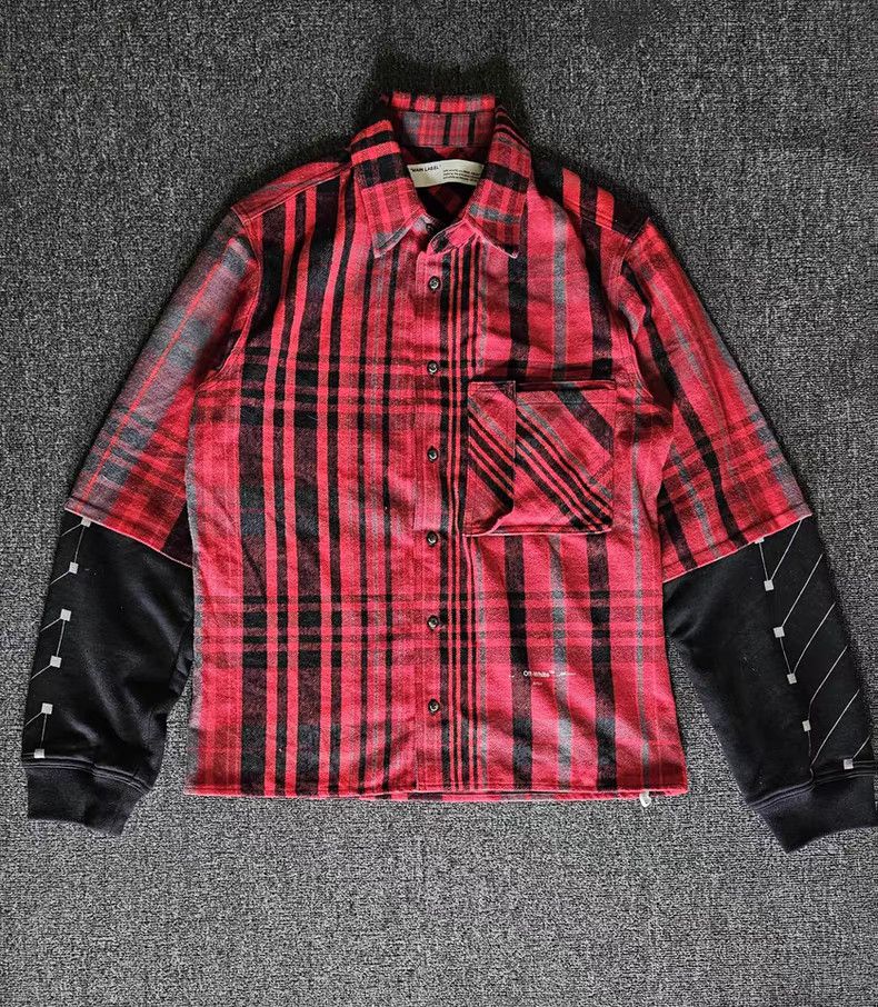 Off-White Off-White Thick Shirt with Sweatshirt Sleeves Size US M / EU 48-50 / 2 - 1 Thumbnail