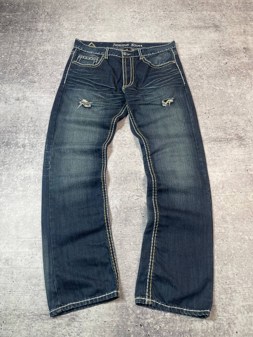 Antique Rivet Vintage 00s Antique Rivet Rock Revival Style Denim Jeans Y2K Size US 34 / EU 50 - 1 Thumbnail