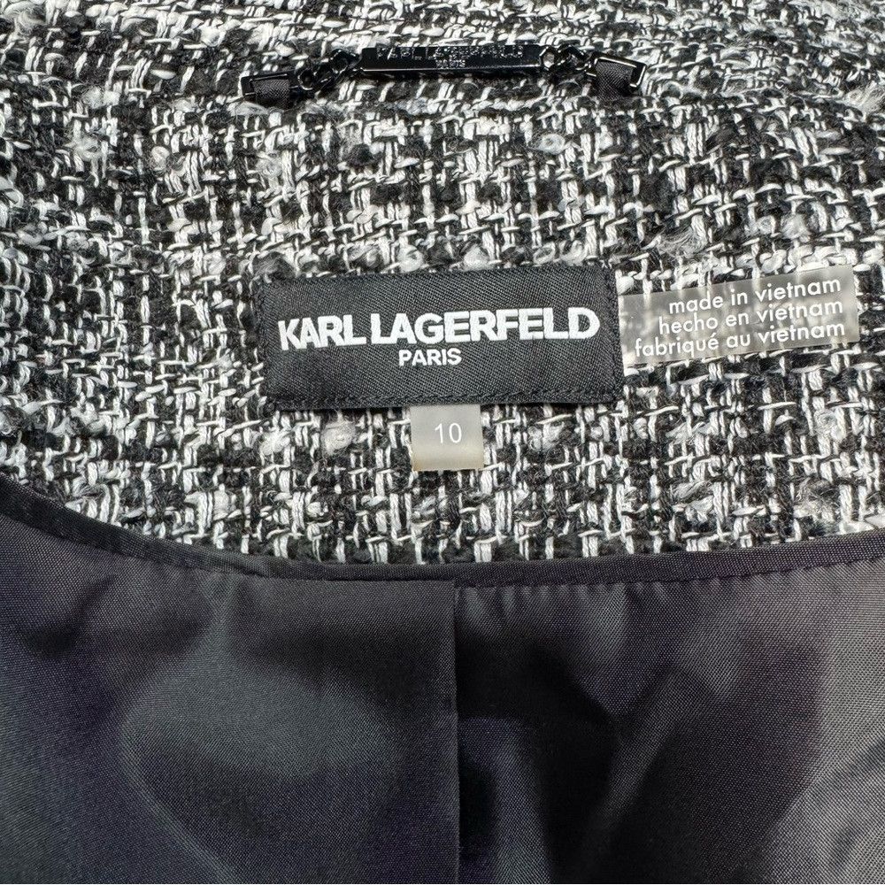 Karl Lagerfeld NWT New $199 KARL LAGERFELD PARIS Tweed Fringed Button Blaz Size L / US 10 / IT 46 - 7 Thumbnail
