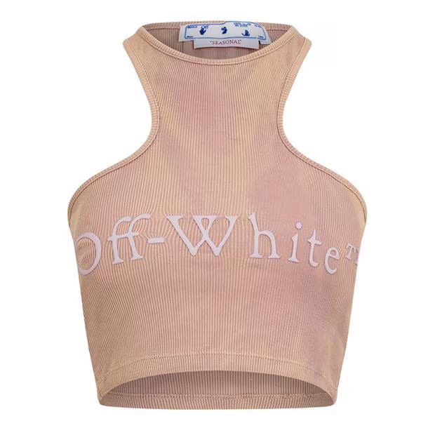 Off-White o1g2r1mq1224 Laundry Ribbed Stretch Crop Top in Pink & Nude Size XL / US 12-14 / IT 48-50 - 1 Thumbnail