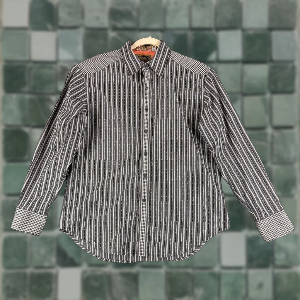 Robert Graham Robert Graham Button-Up Shirt Mens Large Black White Stripe Long Sleeve Cotton Size US L / EU 52-54 / 3 - 1 Thumbnail