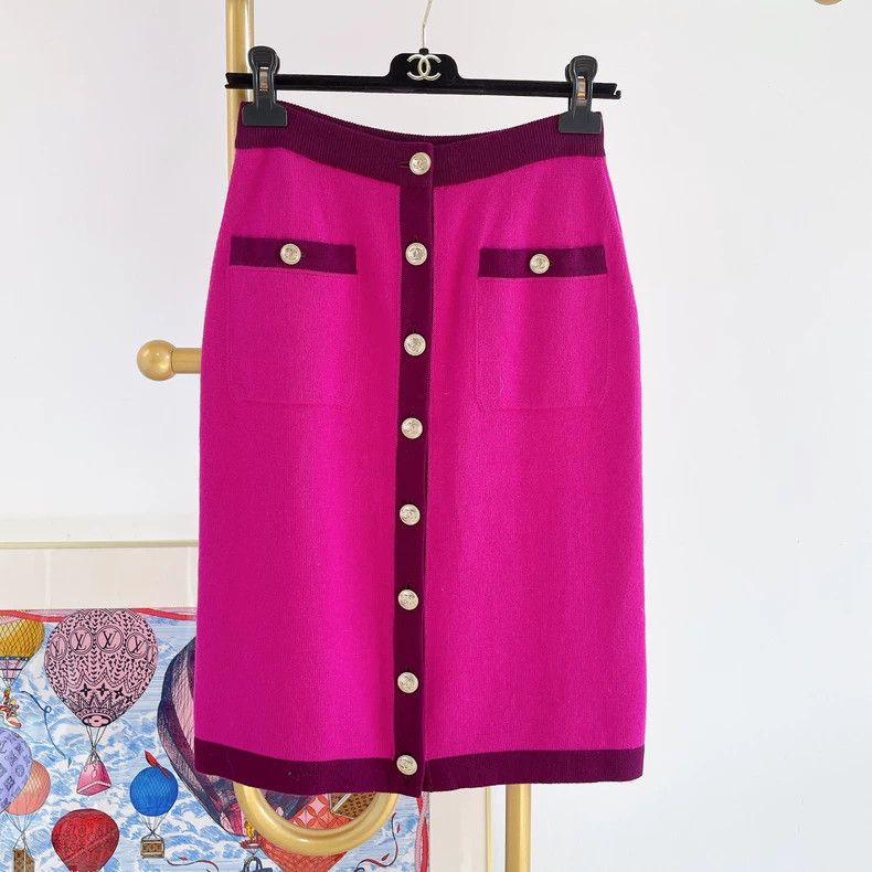 Chanel Chanel Purple Knit Pencil Skirt 20A- DMC Size US 34 / EU 50 - 1 Thumbnail