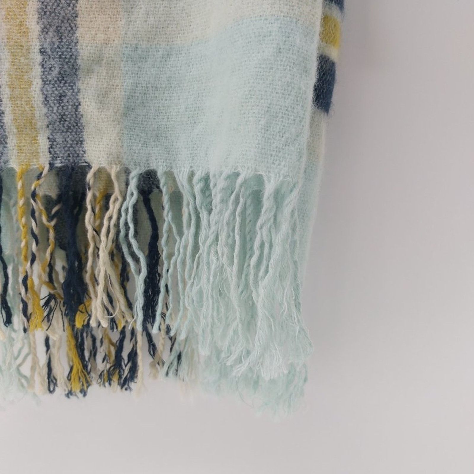 Steve Madden Steve Madden Fuzzy Scarf with Tassels Blue Navy Blue Size ONE SIZE - 5 Thumbnail