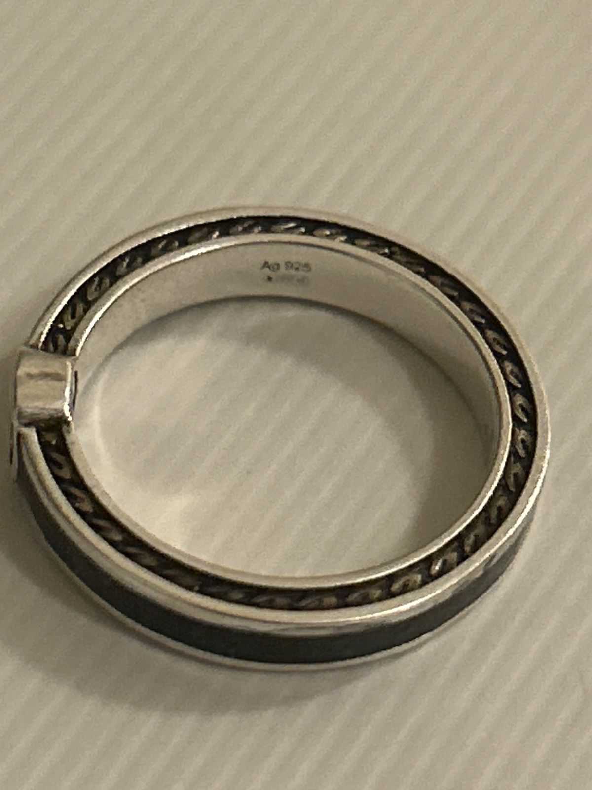 Gucci Gucci Interlocking G Enamel Thin Ring Black Ag925 701620 Size ONE SIZE - 1 Thumbnail