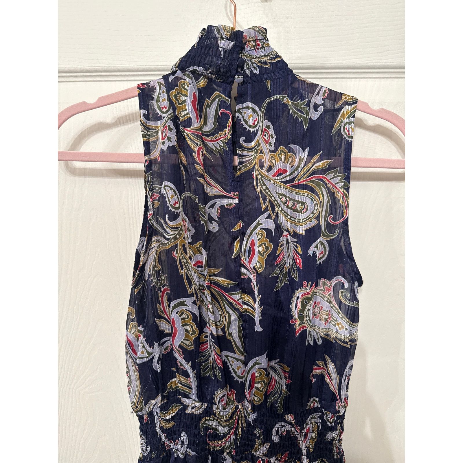 Nanette Lepore Nanette Lepore Chiffon Mock Neck Metallic Paisley Dress,2 Size XS / US 0-2 / IT 36-38 - 7 Thumbnail