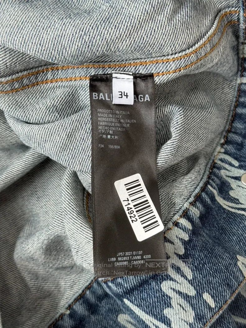 Balenciaga Balenciaga Distressed Denim Printed Jacket Size XXS / US 00 / IT 34 - 5 Thumbnail