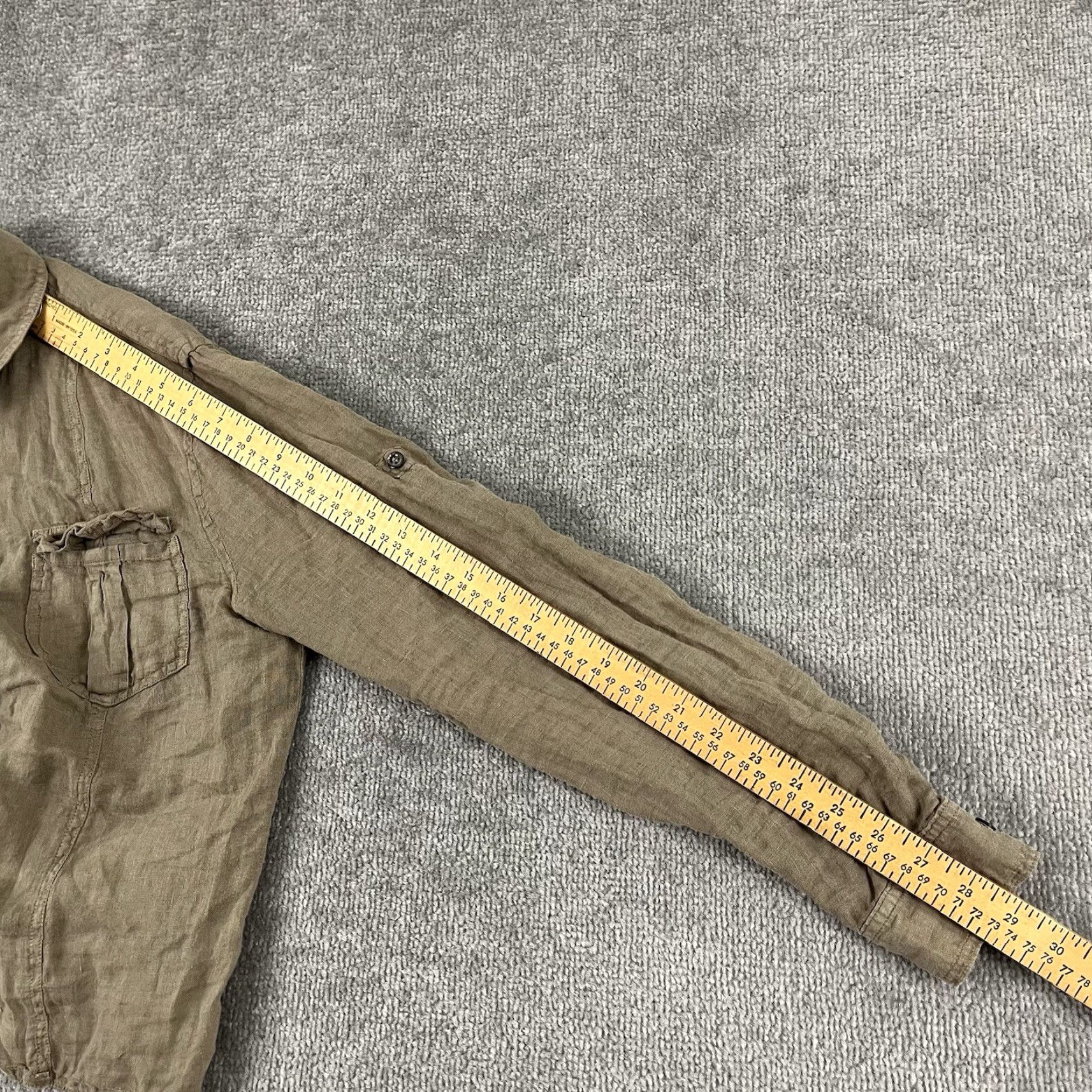 120% Lino 120% Lino Shirt Size 44 Small Cropped Brown 100% Linen Button Up Roll Tab Womens Size M / US 6-8 / IT 42-44 - 6 Thumbnail