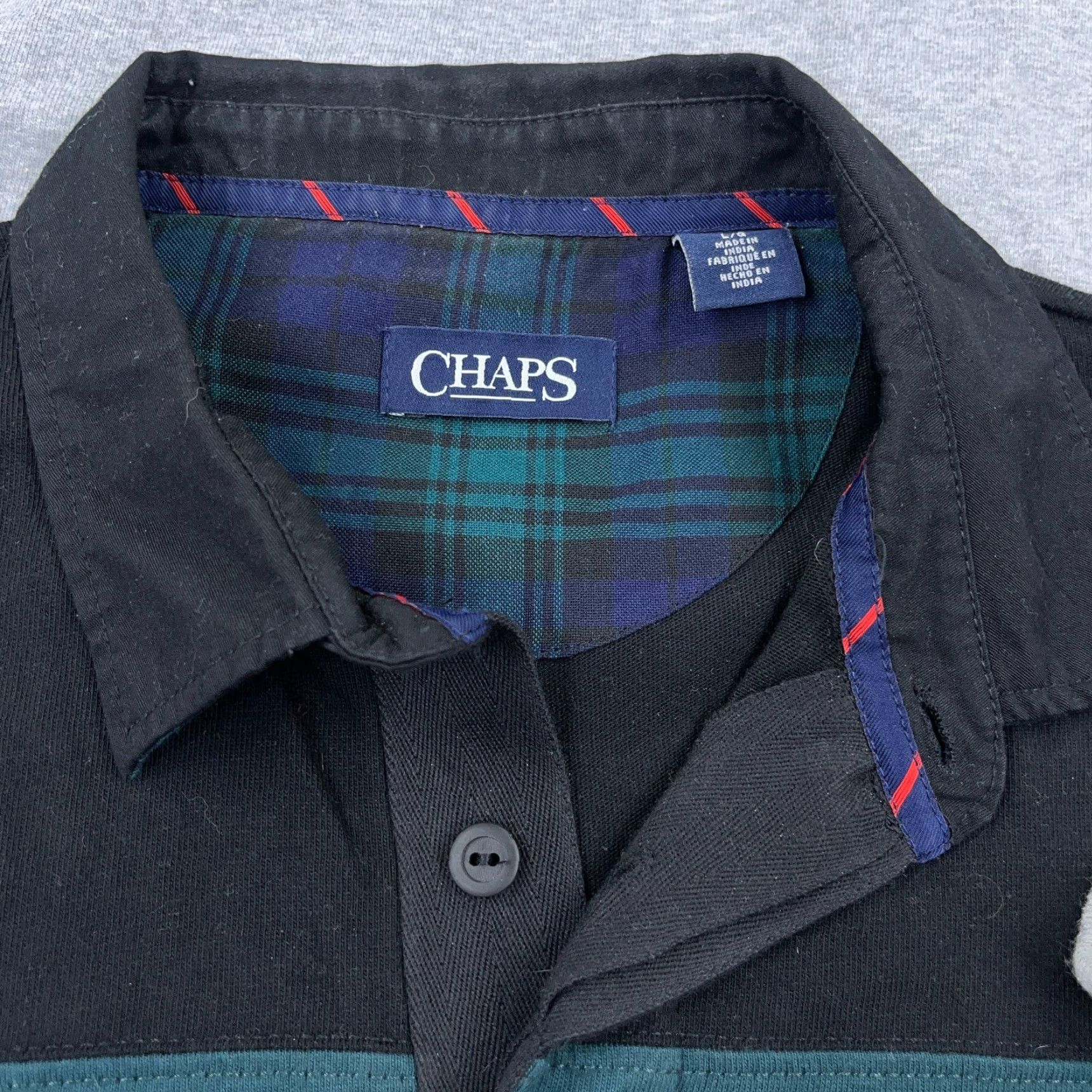 Chaps Chaps Rugby Shirt Men L Gray Green Colorblock Long Sleeve Polo Retro Patch B Size US L / EU 52-54 / 3 - 3 Thumbnail