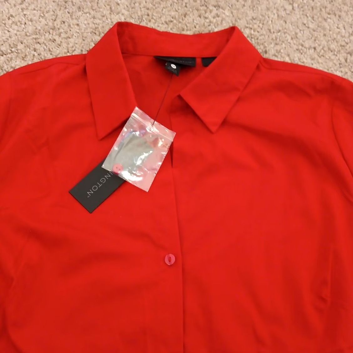 Worthington Worthington Shirt Womens 12P Petite Red Long Sleeve Button Up Cotton Blend New Size XL / US 12-14 / IT 48-50 - 2 Thumbnail