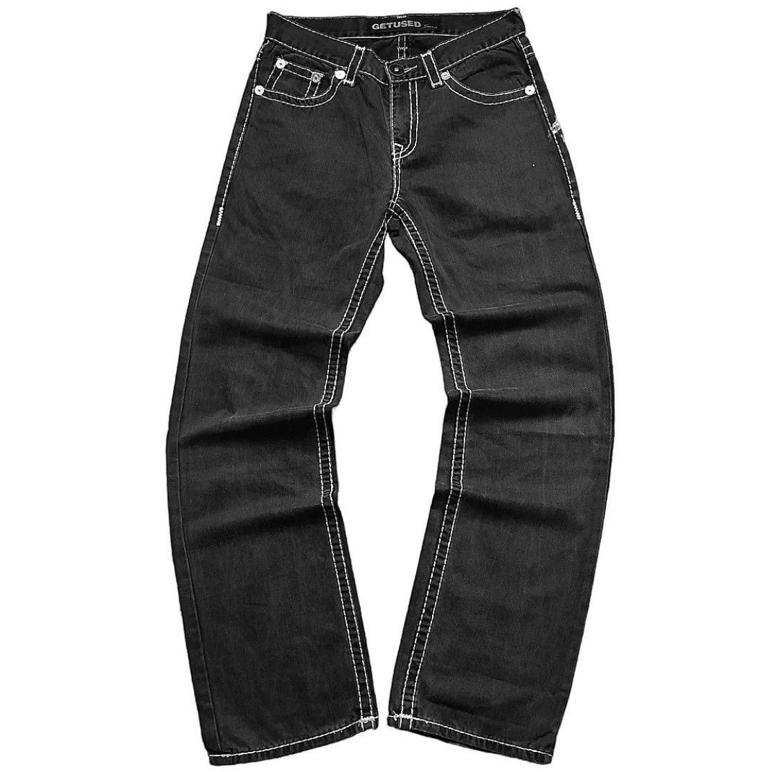 image of Archival Clothing x If Six Was Nine Get Used Stitching Line Jeans in Black, Men's (Size 31)