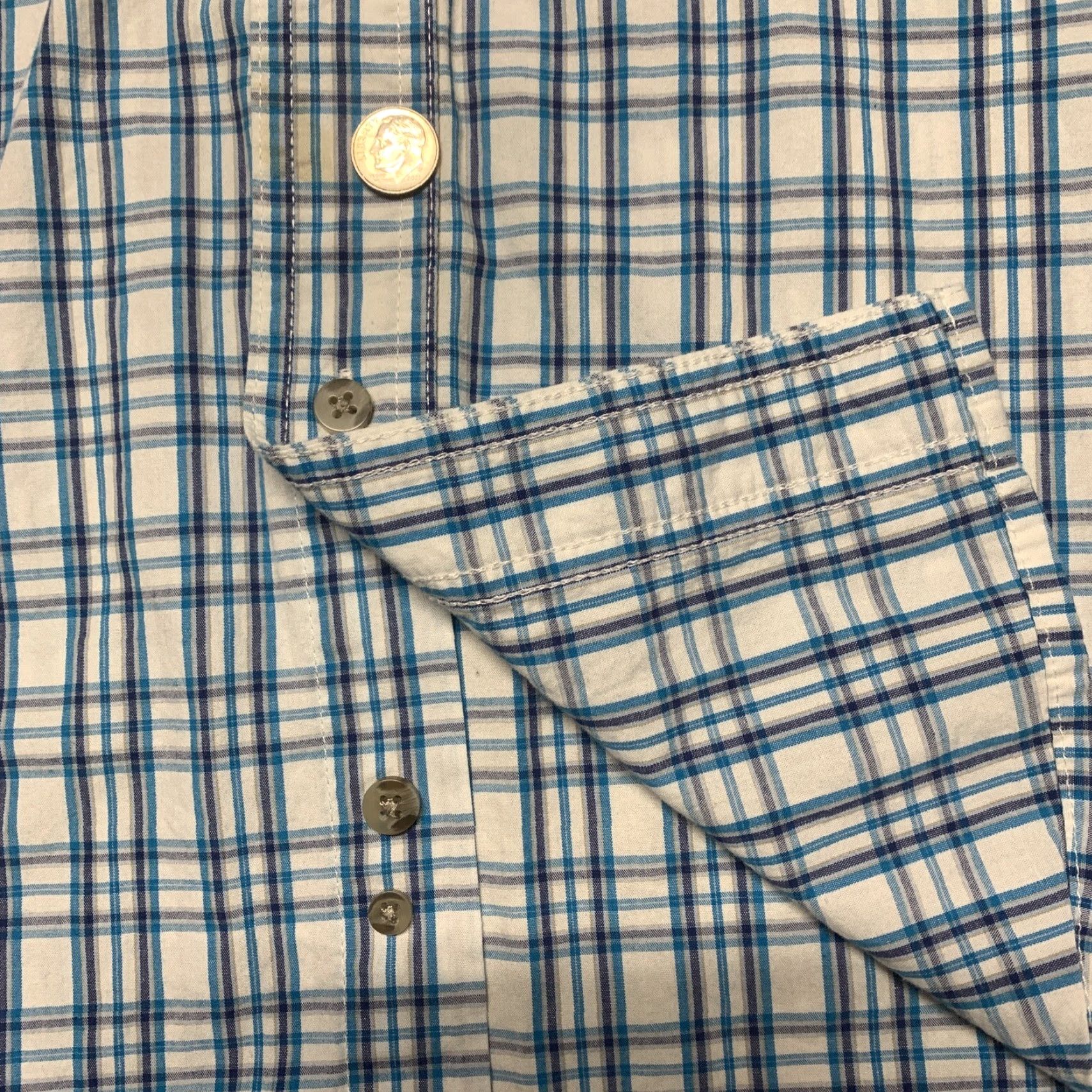 Wrangler Wrangler Western Shirt Short Sleeve Mens 2XL Blue White Plaid Button Down Size US XXL / EU 58 / 5 - 4 Thumbnail
