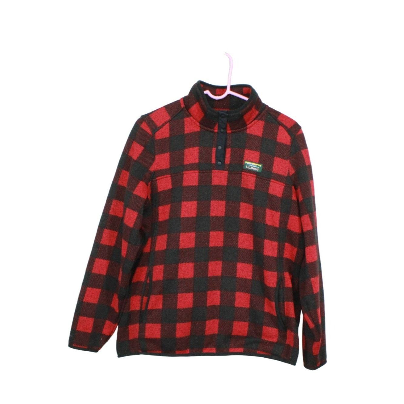 LL bean womens medium M orders Buffalo plaid sweater fleece jacket