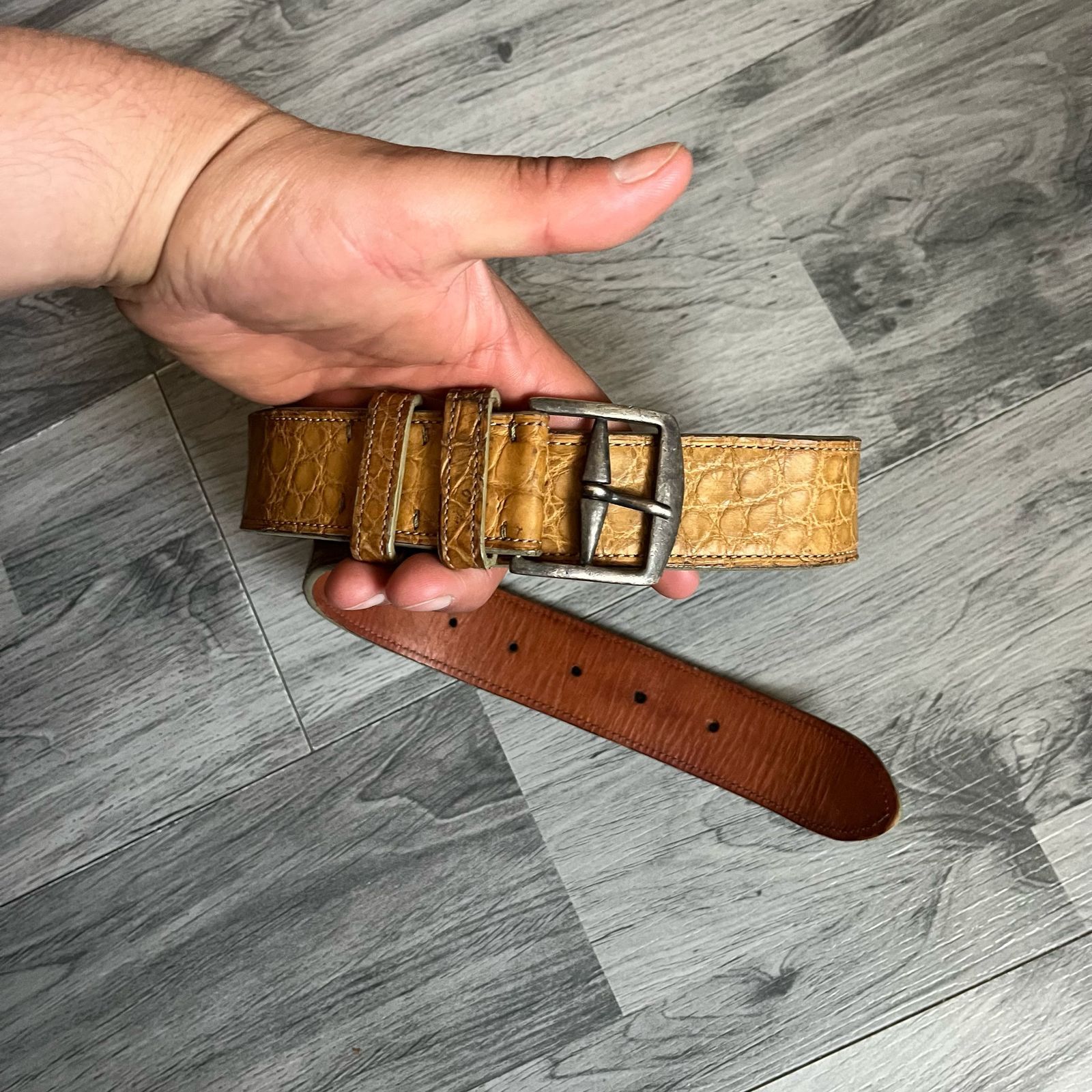 Ralph Lauren Ralph Lauren Alligator Belt Sterling Silver Buckle Italy Size 28 - 2 Thumbnail