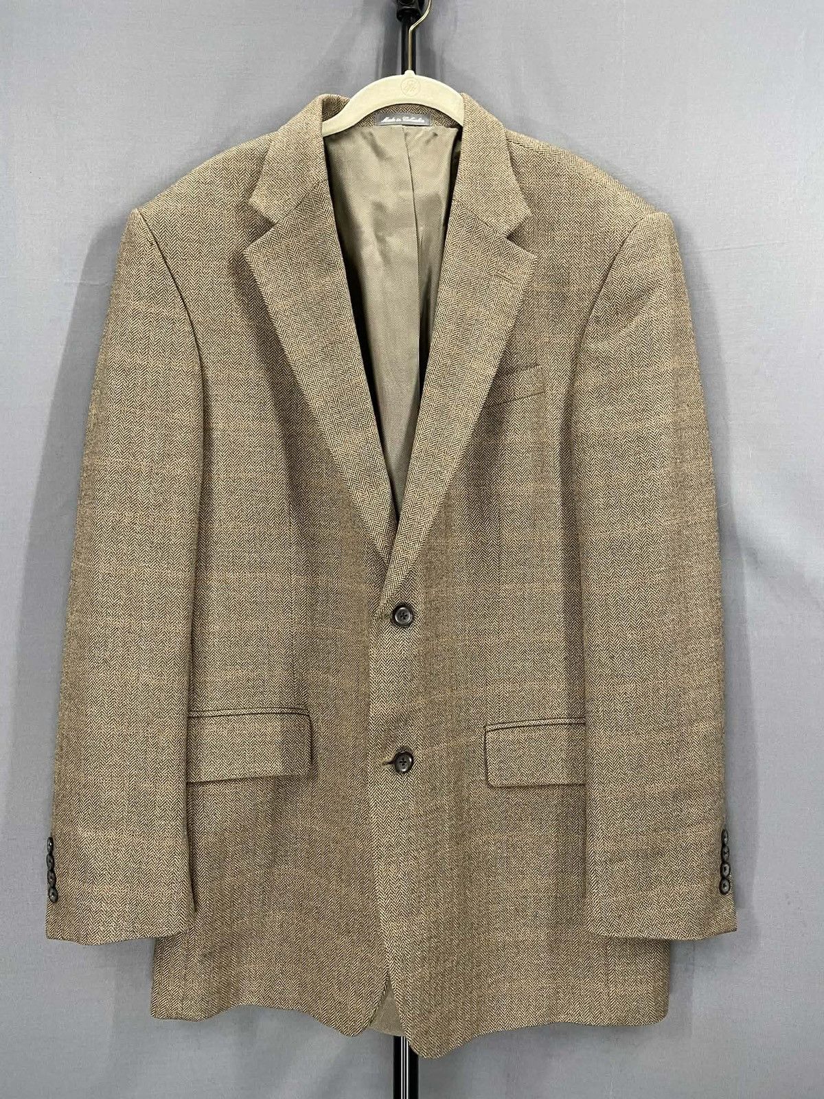Oscar De La Renta Oscar de la Renta Herringbone Wool Blazer 44L Colombia Size 44L - 1 Thumbnail