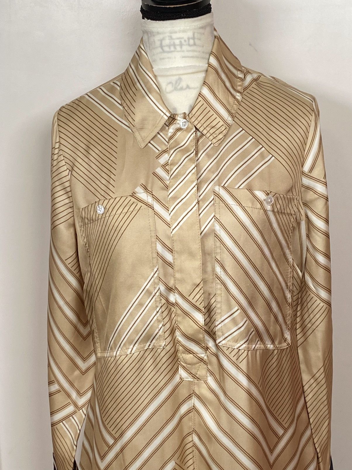 Veronica Beard Veronica Beard Pryce Striped Silk-Blend Shirtdress size 10 Size L / US 10 / IT 46 - 8 Thumbnail