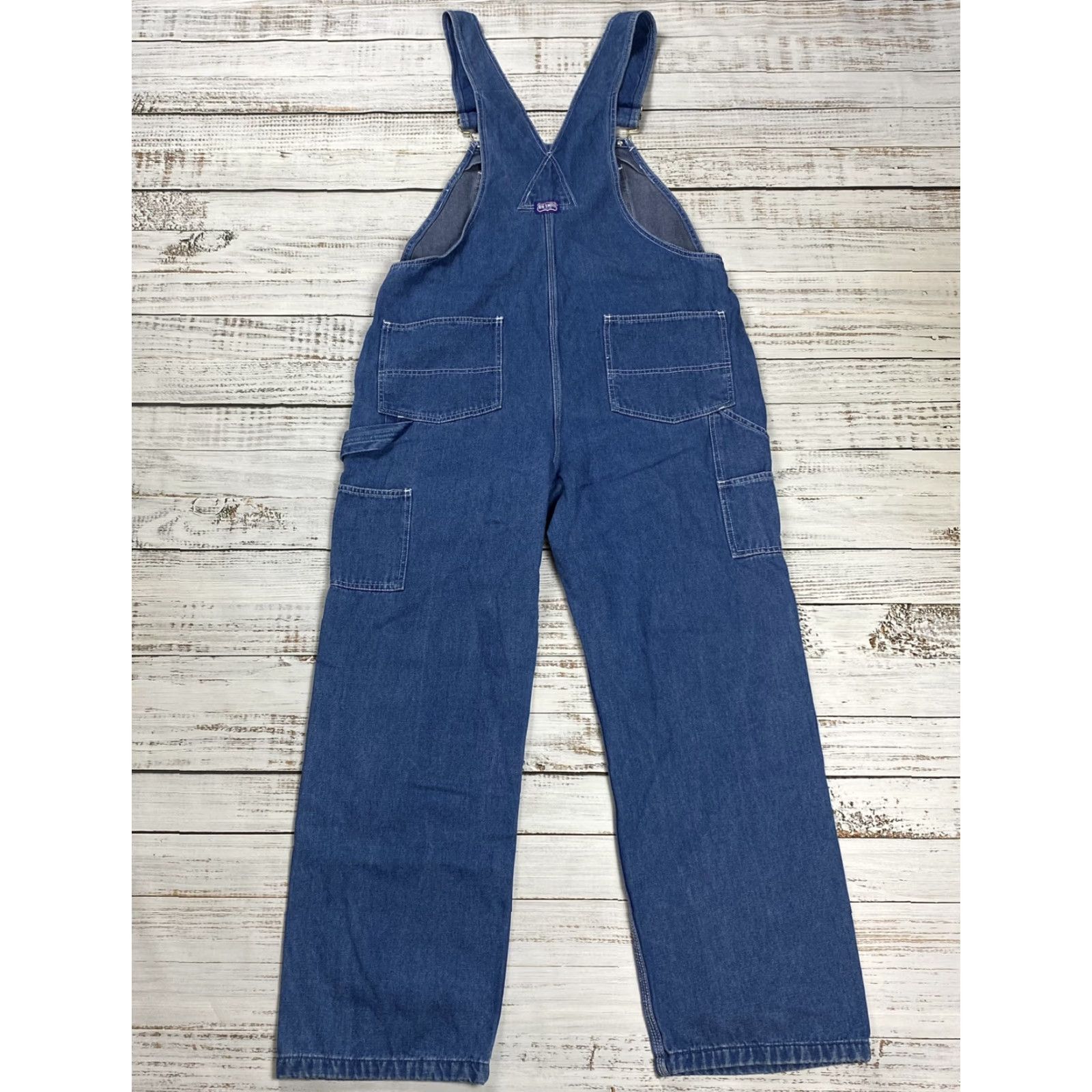 BIG SMITH DENIM OVERALLS Mens 38X32 Relaxed Fit Blue Adjustable Straps 5-Pocket Design