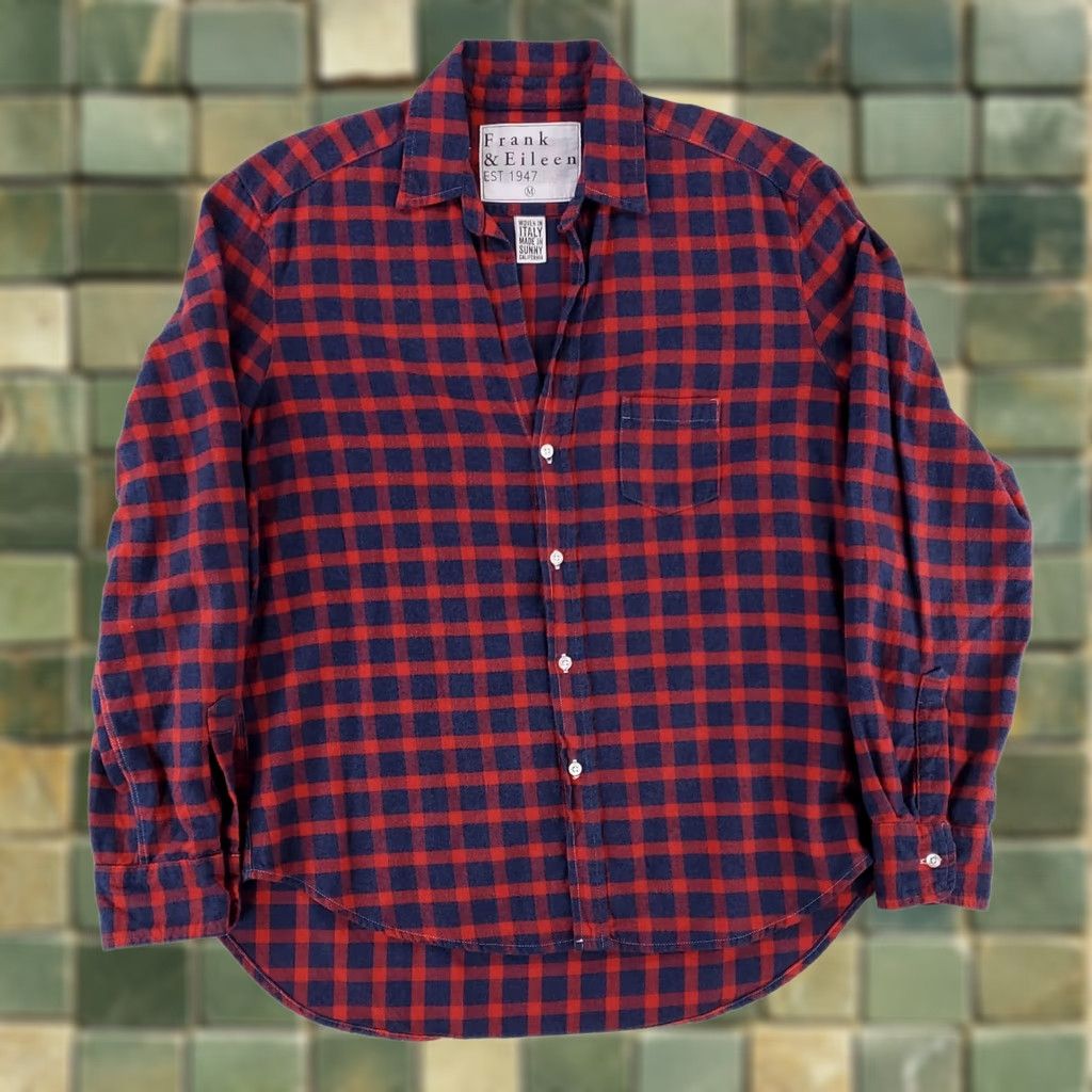 Frank & Eileen VINTAGE Frank & Eileen Button-Up Shirt Women M Red Blue Plaid Boyfriend Made USA Womens M Size M / US 6-8 / IT 42-44 - 1 Thumbnail