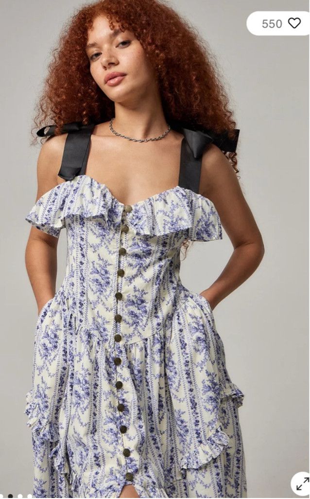 Urban Outfitters EUC Kimchi Blue Kirsten Romantic Midi Dress Size M / US 6-8 / IT 42-44 - 3 Thumbnail
