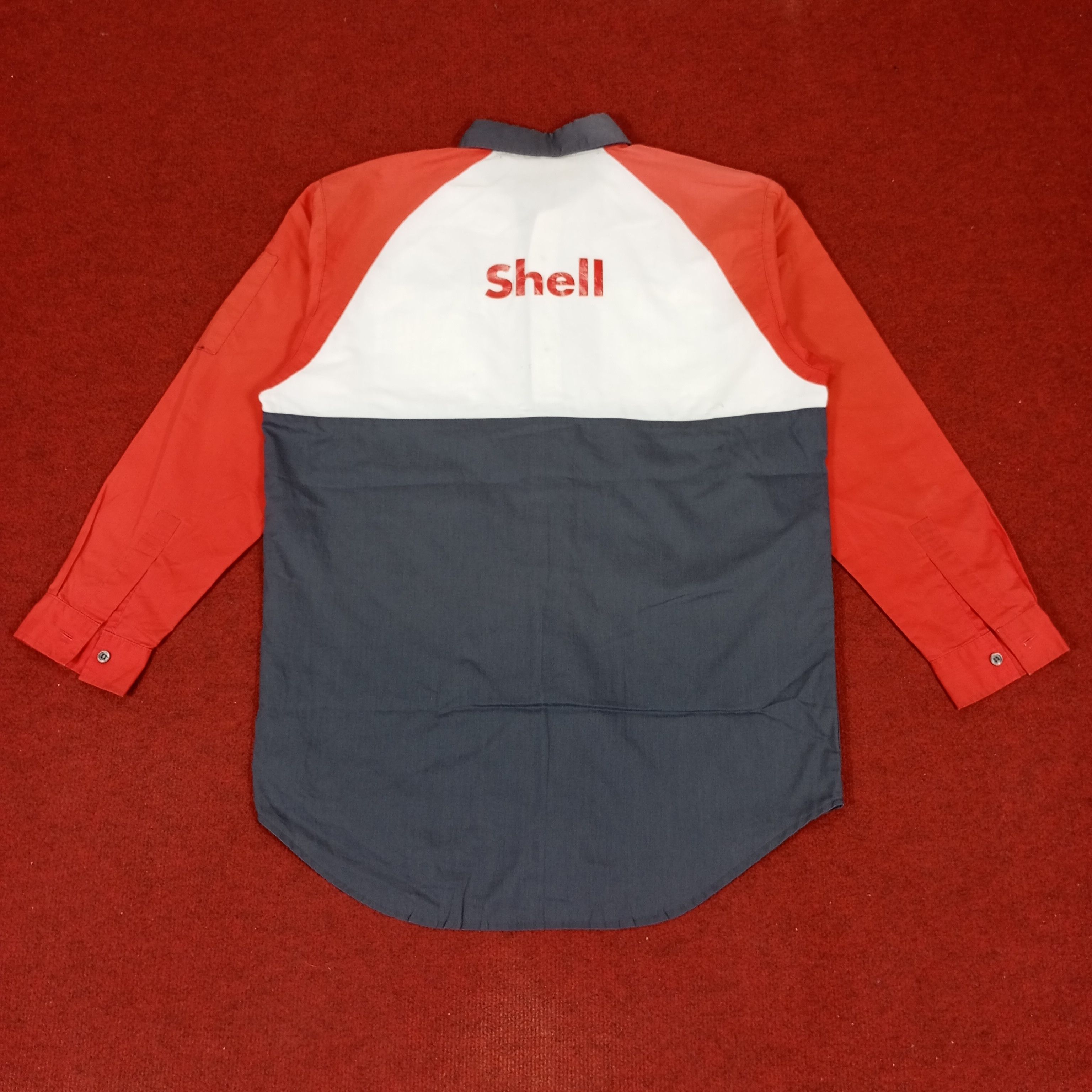 Vintage Shell Logo Design Workwear Working Shirt Size US L / EU 52-54 / 3 - 3 Thumbnail