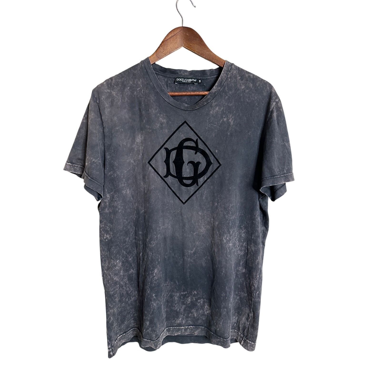 Dolce & Gabbana Dolce & Gabbana Gray Discolored Effect DG Logo T-Shirt Size US M / EU 48-50 / 2 - 1 Thumbnail