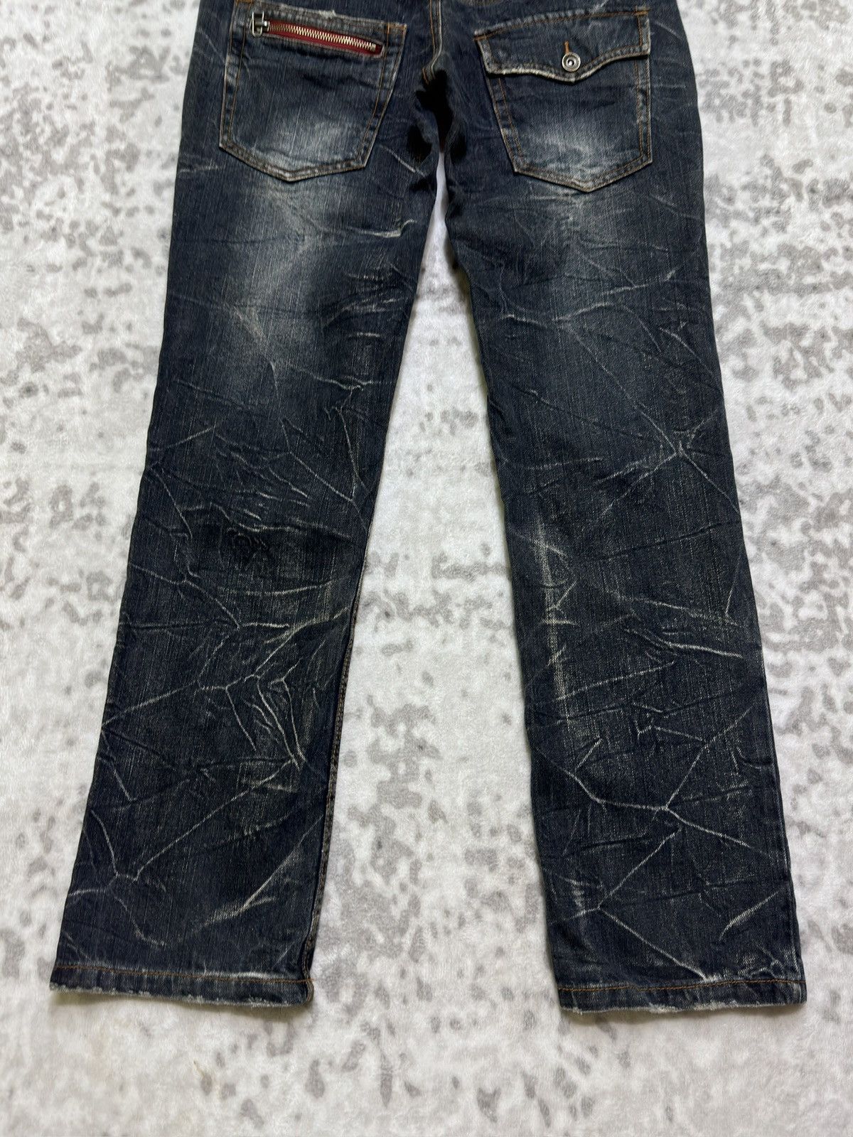 Japanese Brand Nylaus Clothing Y2K Double Waist Acid Wash Whiskered Jeans Size US 30 / EU 46 - 11 Thumbnail