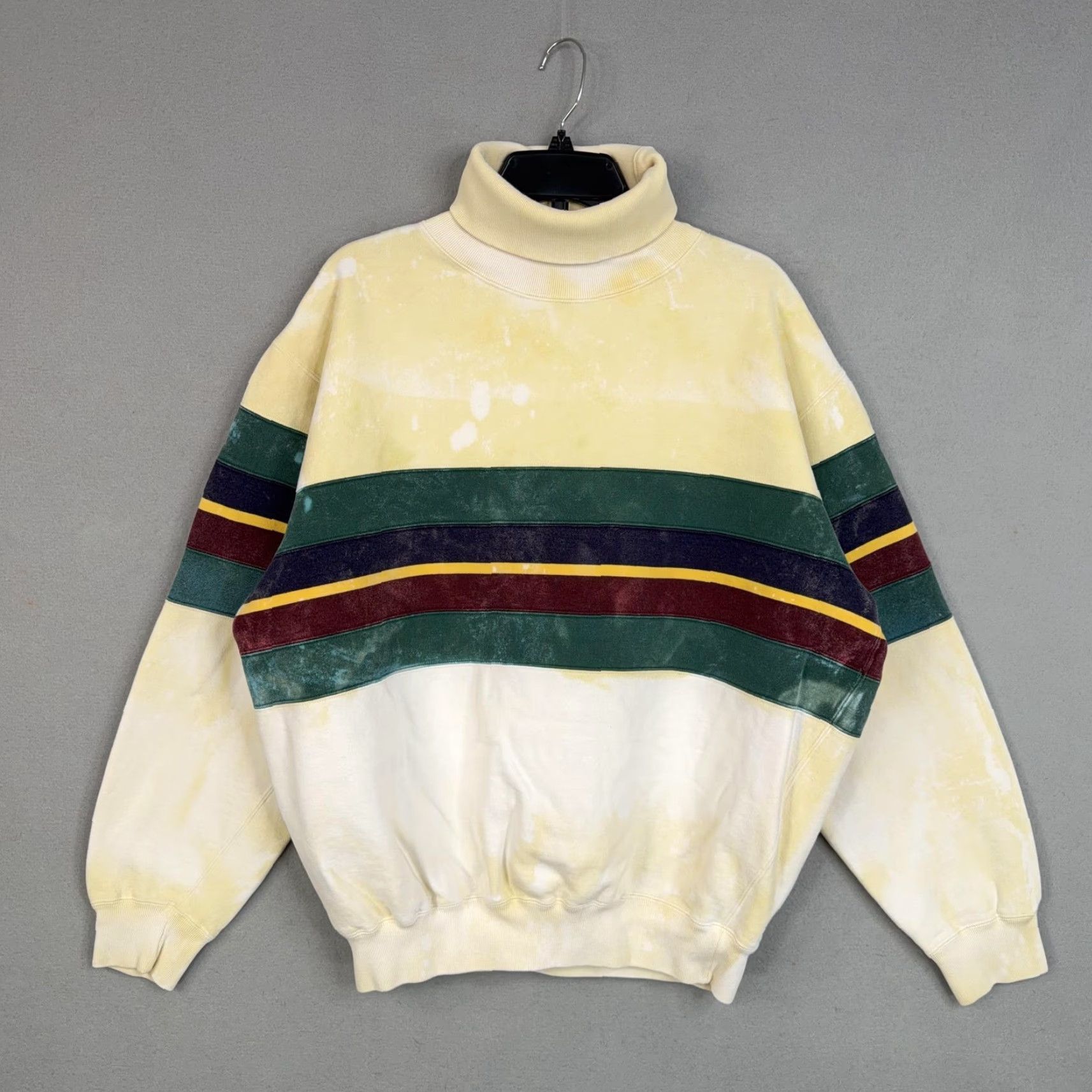 Polo Ralph Lauren VINTAGE Polo Ralph Lauren Sweatshirt Mens Large Cream Striped Turtleneck 90s Size US L / EU 52-54 / 3 - 2 Thumbnail