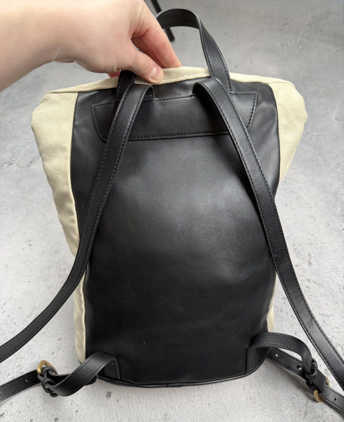 Pinko Pinko Beige Canvas Leather Roll Top Backpack Gold Hardware Size ONE SIZE - 11 Thumbnail