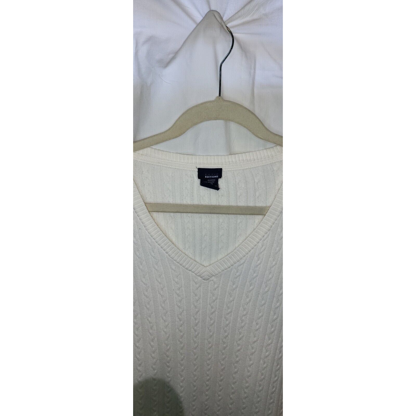 Basic Editions Basic Editions White Knit Long Sleeve Sweater Size XL Size XL / US 12-14 / IT 48-50 - 5 Thumbnail