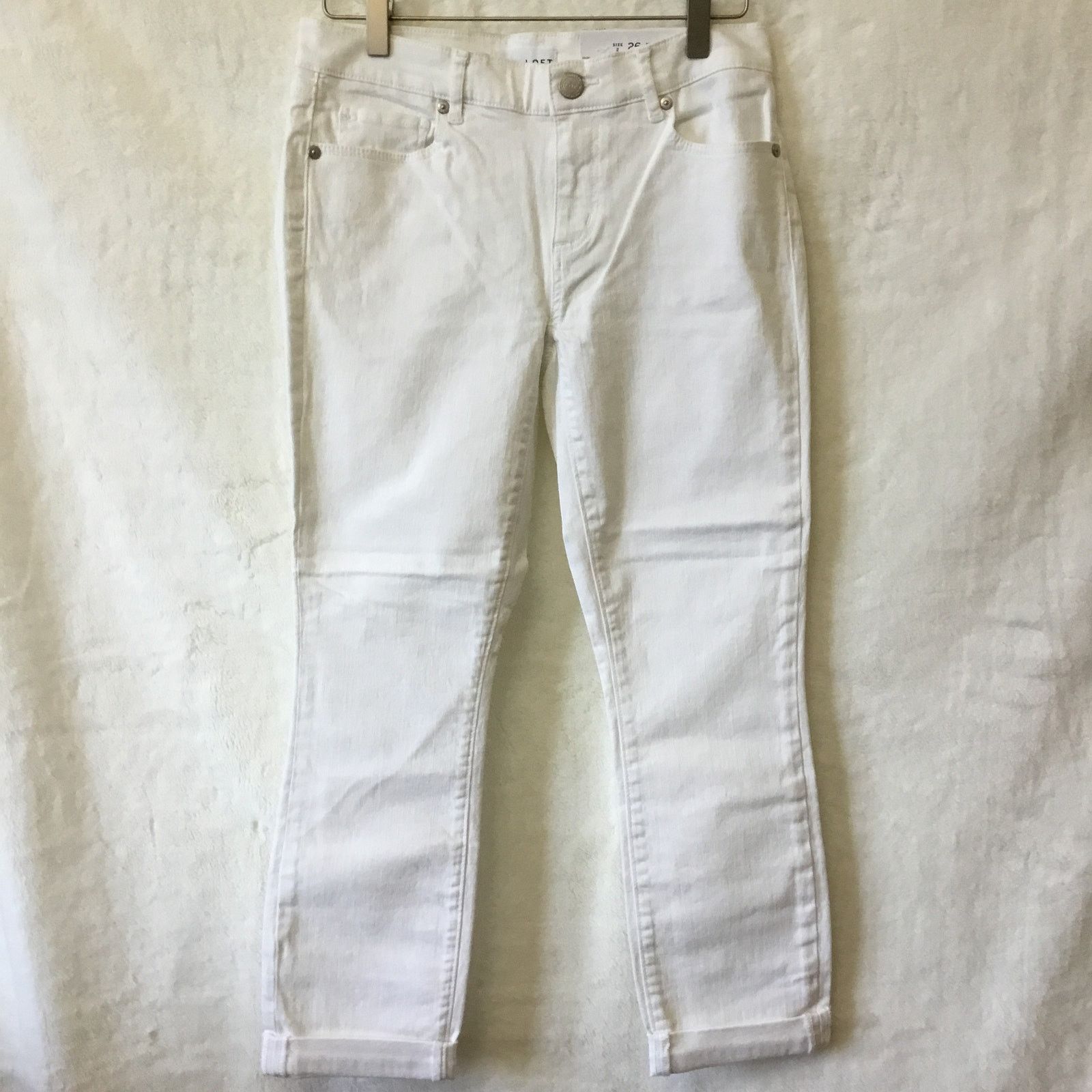 Loft LOFT White Skinny Crop Jeans with Stretch Size 26" / US 2 / IT 38 - 4 Thumbnail