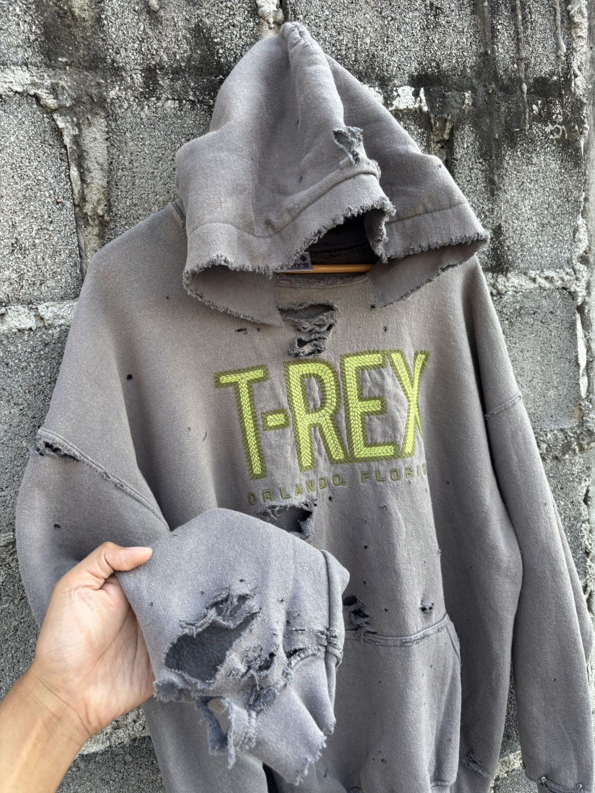 Vintage Thrashed Distressed T-REX Hoodie Size US XL / EU 56 / 4 - 8 Thumbnail