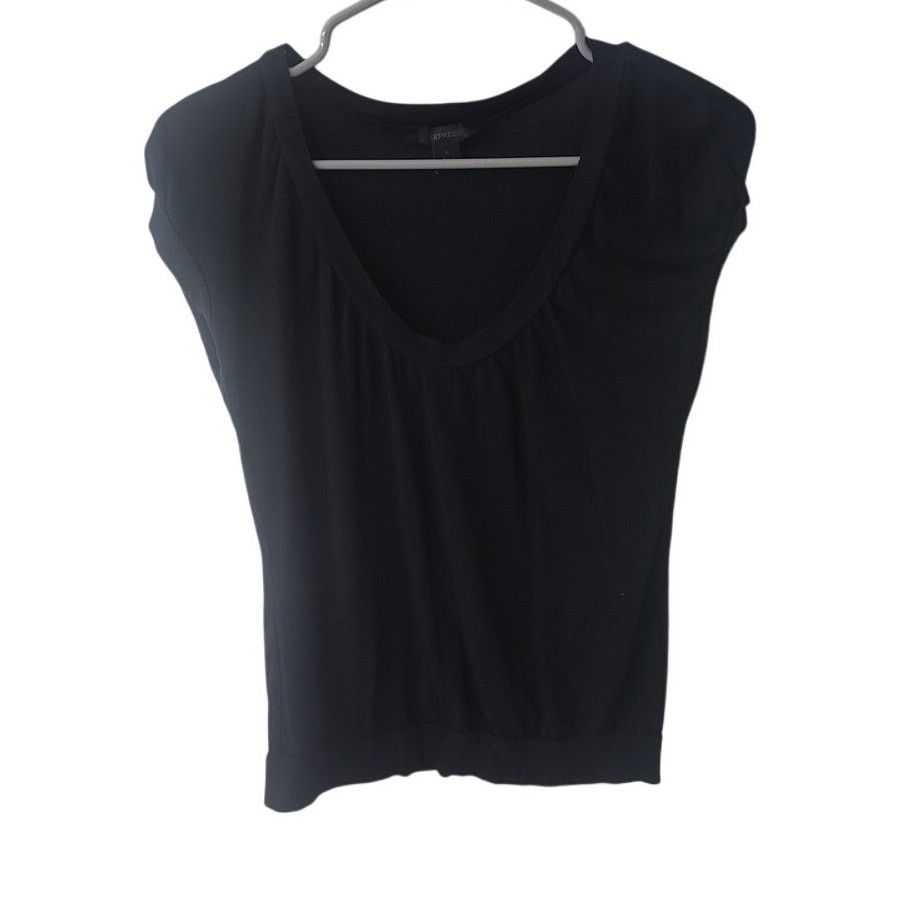 Express Express Black Scoop Neck Short Sleeve Top - Small Size S / US 4 / IT 40 - 1 Thumbnail