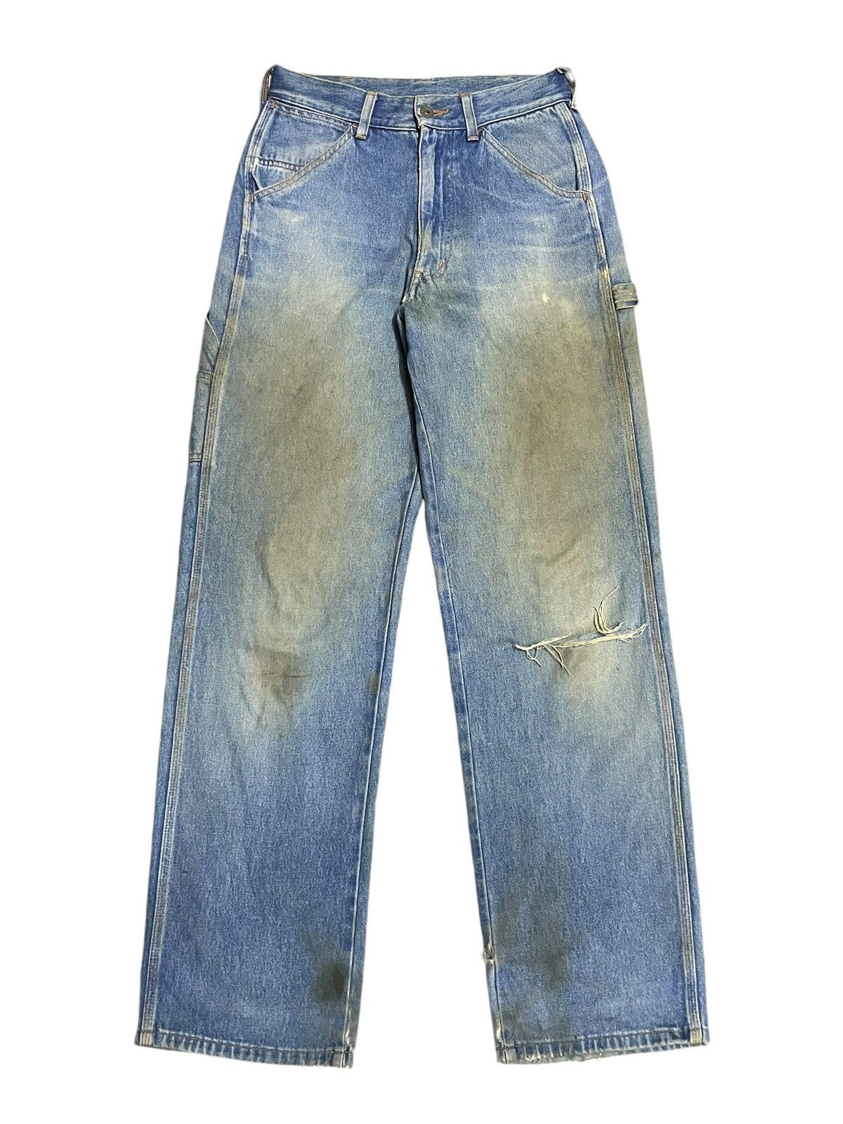 Japanese Brand Vintage Japanese Trashed Carpenter Mud Wash Loose Fit Jeans Size US 28 / EU 44 - 1 Thumbnail