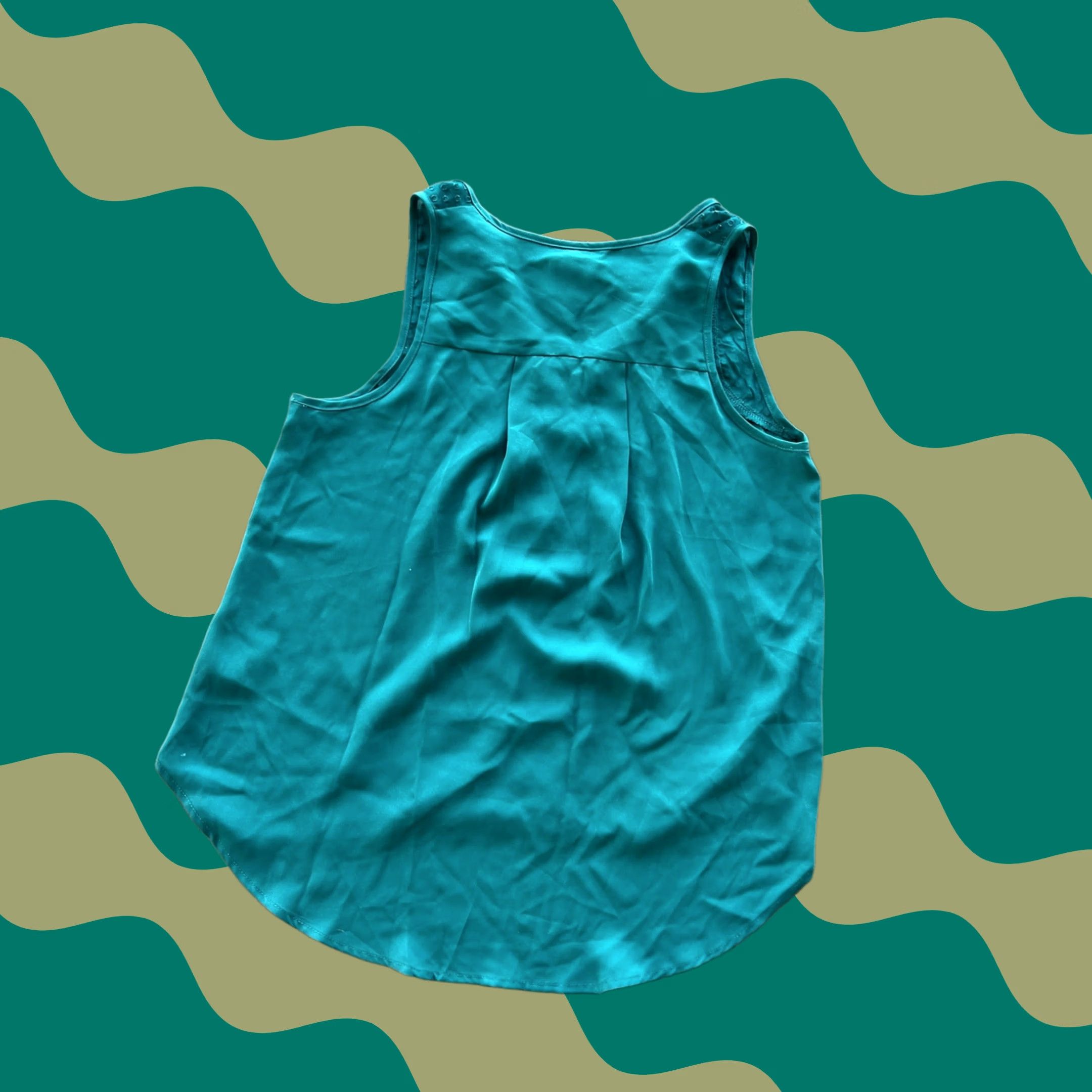 Anthropologie VINTAGE Maeve by Anthropologie Chiffon Split Neck Hi-Low Teal Blouse Women 2 Shirt Sleeveless Size XS / US 0-2 / IT 36-38 - 1 Thumbnail