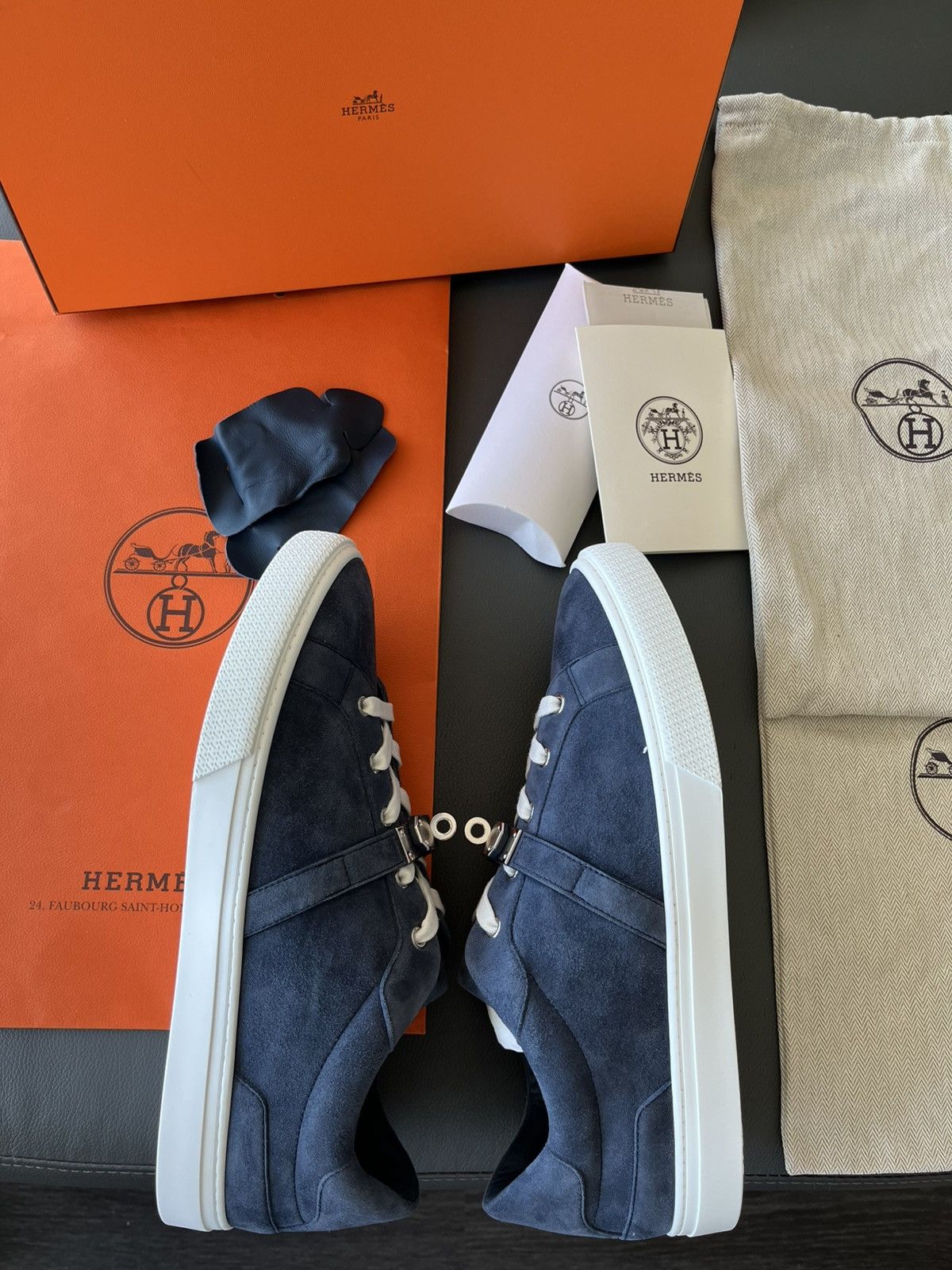 Hermes Hermes Day Sneaker Suede Chevre Velours Blue Celeste Size US 10.5 / EU 43-44 - 13 Thumbnail