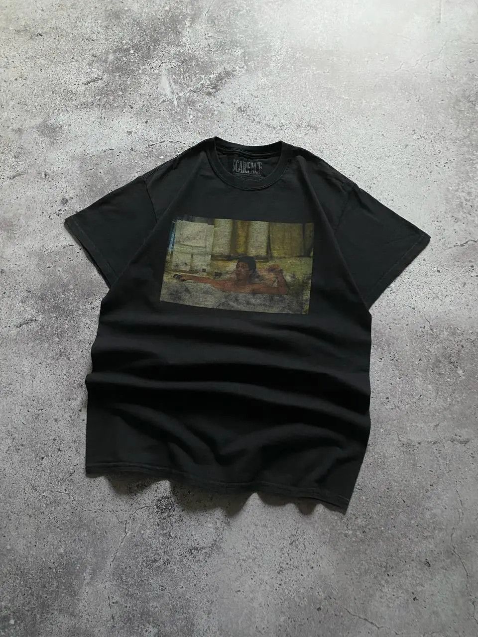 Vintage SCARFACE TONY MONTANA FADED CRIME MOVIE PROMO T SHIRT Size US M / EU 48-50 / 2 - 7 Thumbnail