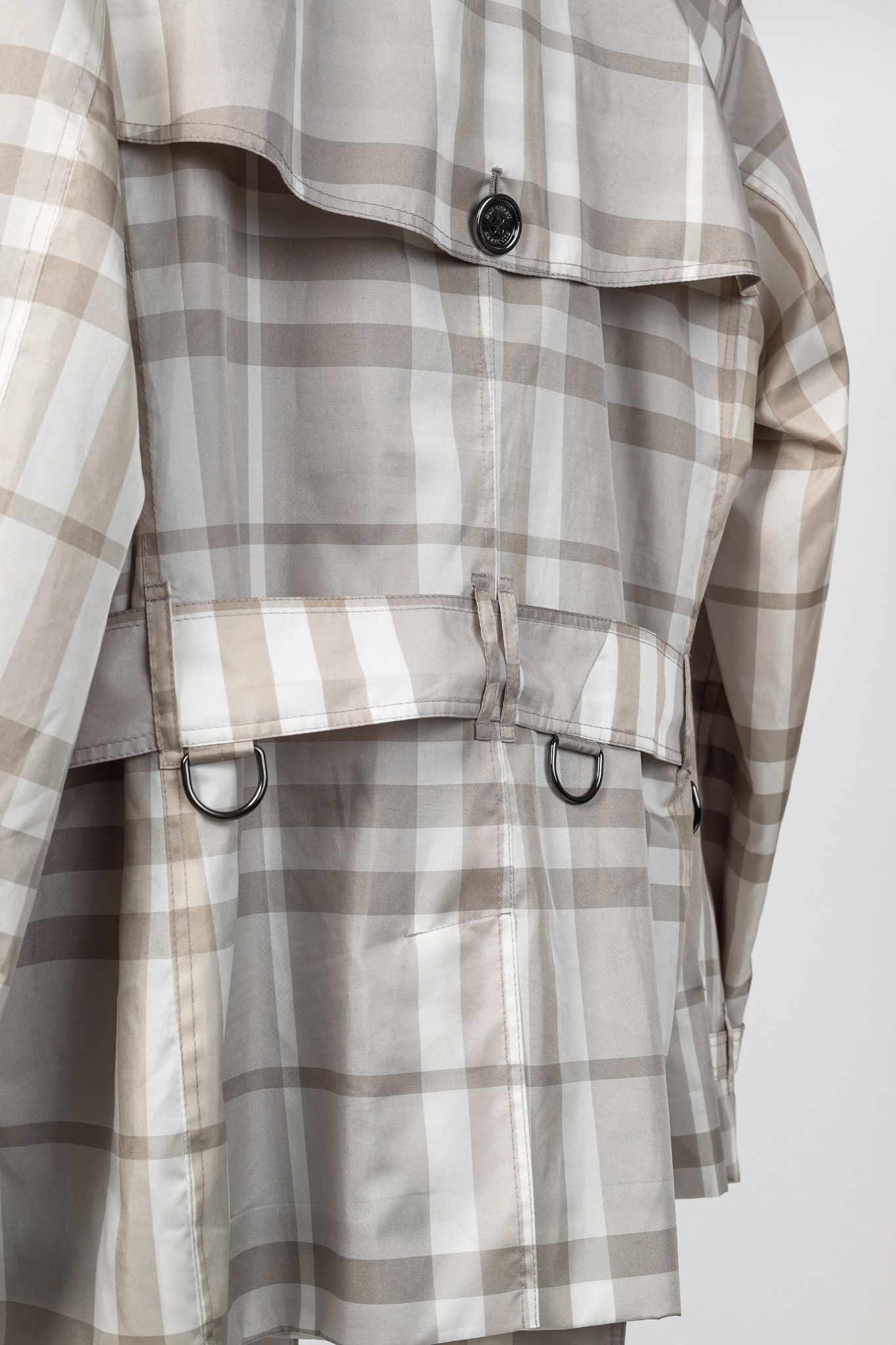 Burberry Burberry Brit Grey Check Taffeta Packable Belted Trench Coat Size L / US 10 / IT 46 - 10 Thumbnail