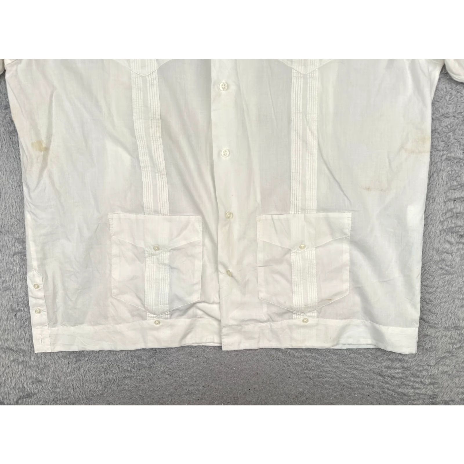 Vintage Romani Guayabera Shirt Men XL White Button 4 Pocket Cotton Blend READ Size US XL / EU 56 / 4 - 5 Thumbnail