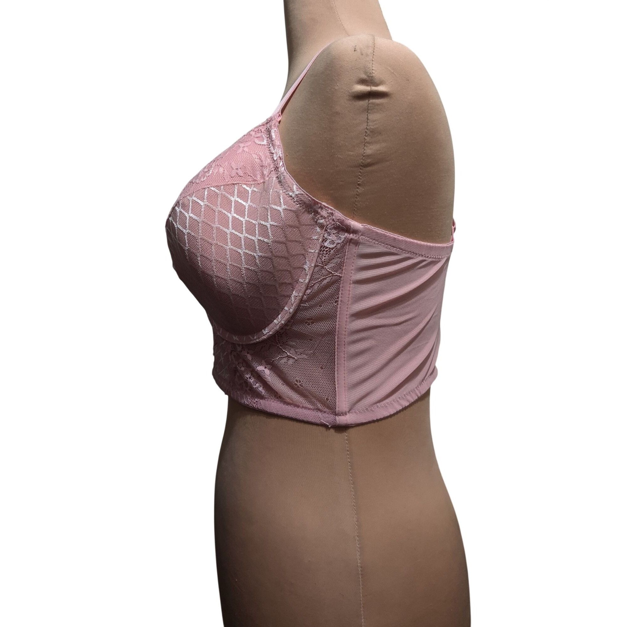 Other Pink Lace Longline Bralette Plus Size 2X Sheer Mesh Underwir Size ONE SIZE - 8 Thumbnail