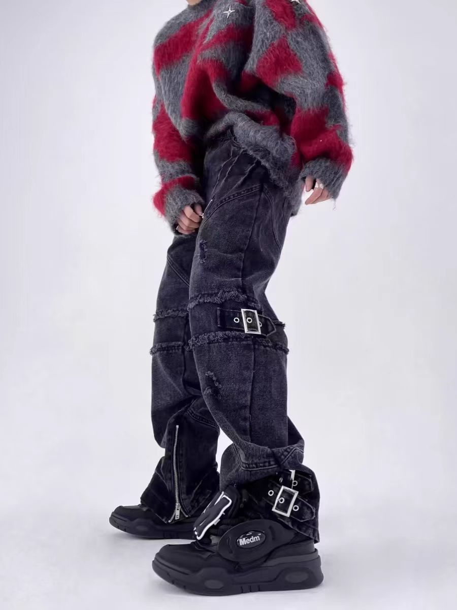 Japanese Brand × Jean Street punk style micro flare jeans with zip design Size US 31 - 1 Thumbnail